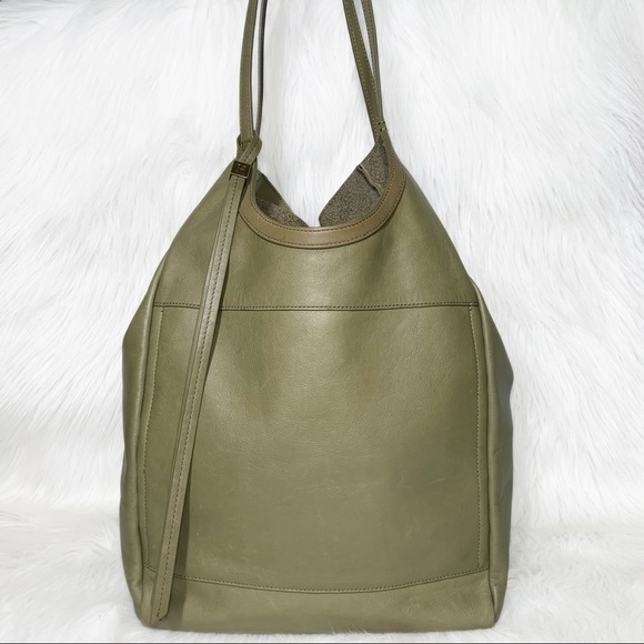 SOLD-HOBO Slouchy Olive Green Leather Hobo Large Shoulder Bag - Picture 3 of 9